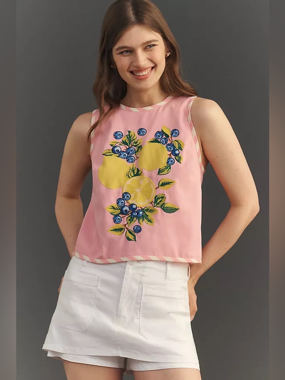 NWT Size L - Maeve Embroidered Shell Tank Cotton Blend (US$ 118)